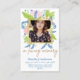 Cartão De Visita 100 Bonito Oração Floral Foto Memorial Funeral