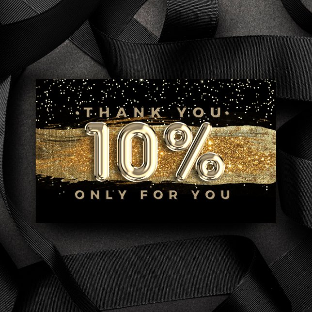 Cartão De Visita 100 CÓDIGO QRCODE 10%OFF Obrigado Dourado Preto (Criador carregado)