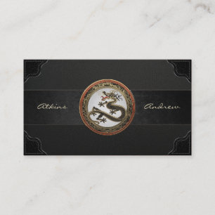 Cartão De Visita [100] Dragão Oriental Dourado e negro