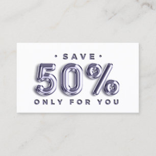 CARTÃO DE VISITA 100 INSIRA O CÓDIGO QR 50% OFF DISCOUNT LOGO BRANC