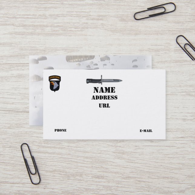 Cartão De Visita 101st Divisão aerotransportada de ABN DIV que (Frente/Verso In Situ)