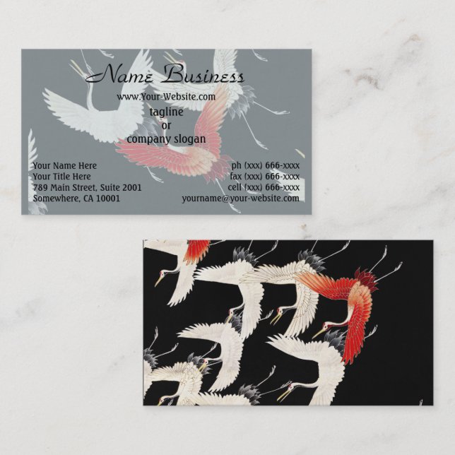 Cartão De Visita 1910-1920 Furisode com uma miríade de gruas voador (Frente/Verso)