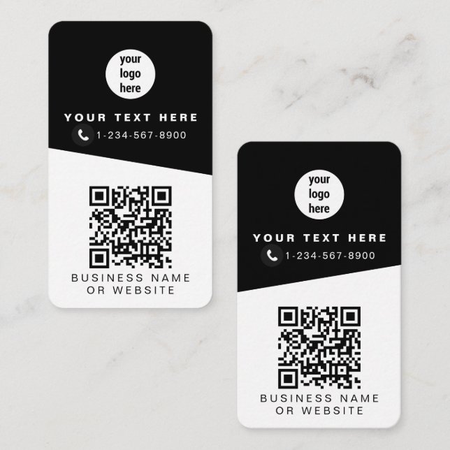 Cartão De Visita 2 códigos QR 2 logotipos de negócios e 2 contatos (Frente/Verso)