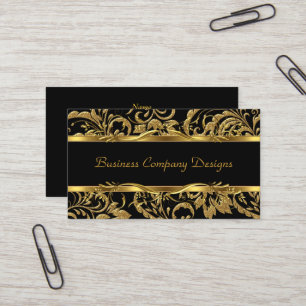 Cartão De Visita 2 Elegante Clássico Dourado Preto Olhar Embutido D