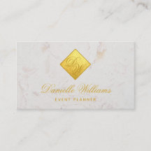 2 Iniciais Monograma Faux Gold Foil White Marble