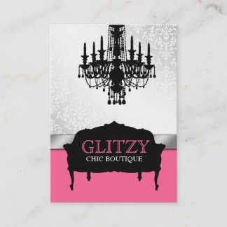 Cartão De Visita 311-Glitzy boutique chique - vertical do rosa