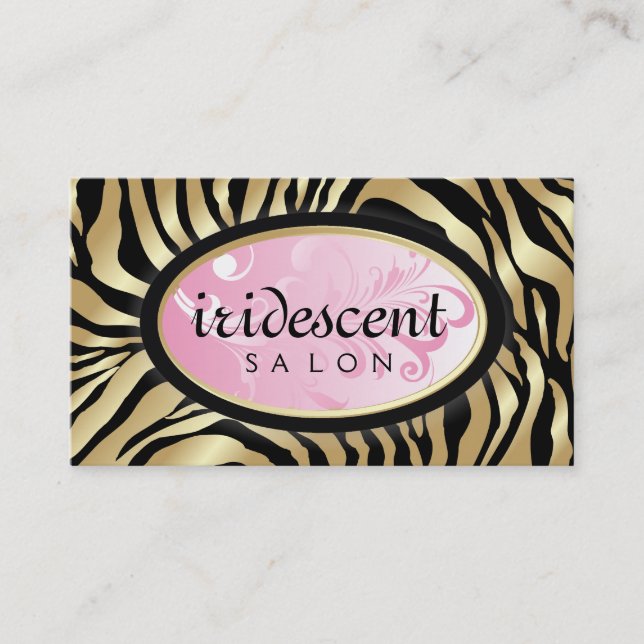 Cartão De Visita 311-Iridescent zebra dourada - rosa (Frente)