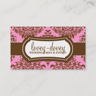 Cartão De Visita 311 Lovey Dovey Damask Chocolate Rosa