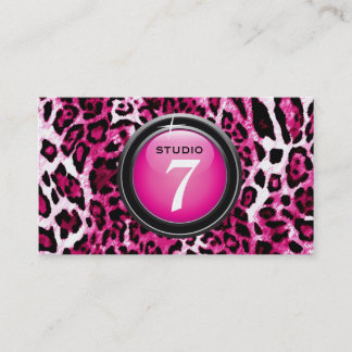 Cartão De Visita 311-Sleek leopardo do rosa quente do "botão"