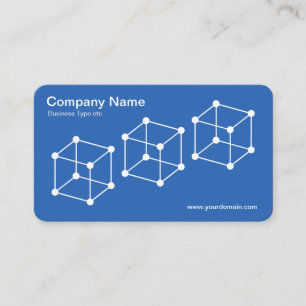 Cartão De Visita 3 Cubos Isométricos - Branco no Azul Blueprint