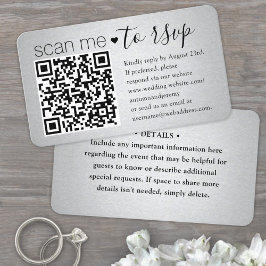 Cartão De Visita 50 Unidades Scan Me QR RSVP Invólucro Falso Prata