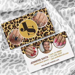 Cartão De Visita 5 Fotos Unhas Modelo Leopard Print Rockabilly