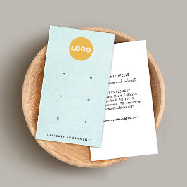 Cartão De Visita 6 Buracos Alcançando Tela de Linen Azul Empresa C