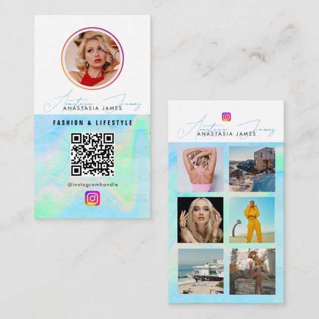 Cartão De Visita 6 Fotografias com Grelha de Alimentação Social Míd (Frente/Verso)