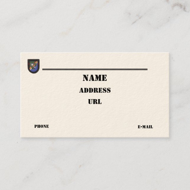 Cartão De Visita 75º Regimento Ranger Rangers, sistema de veteranos (Frente)