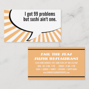 Cartão De Visita 99 problemas, mas sushi não é um