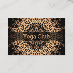Cartão De Visita 9. Yoga Center, yoga, esportes, Ouro mandala