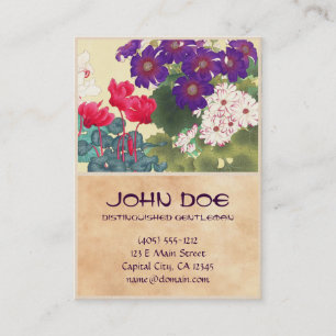 Cartão De Visita A aguarela japonesa clássica do vintage floresce 