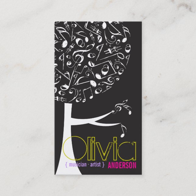 Cartão De Visita A canção branca preta das notas musicais da música (Frente)