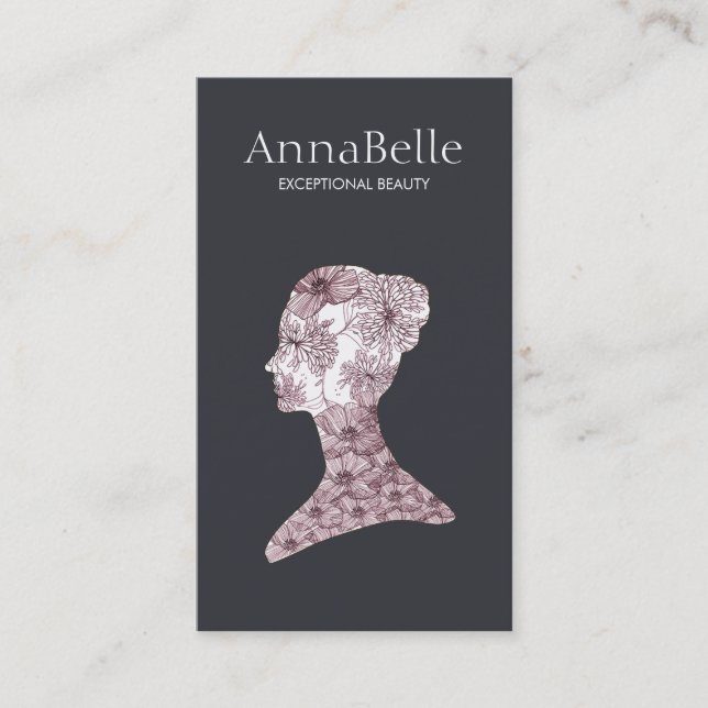 Cartão De Visita A Cara da Bela Elegante Desenhou Salão Floral (Frente)