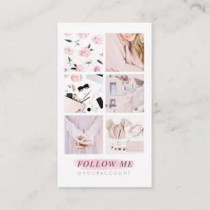 Cartão De Visita A colagem cor-de-rosa da foto da alimentação de