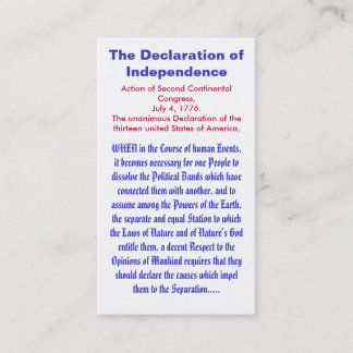 Cartão De Visita A declaração de independência