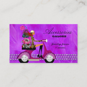 Cartão De Visita A forma franze as penas violetas do laço da jóia