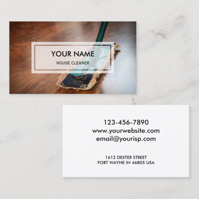 Cartão De Visita A foto elegante Overlay o líquido de limpeza da (Frente/Verso)