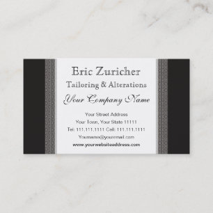 Cartão De Visita A loja da elegância do cavalheiro preto e cinzent
