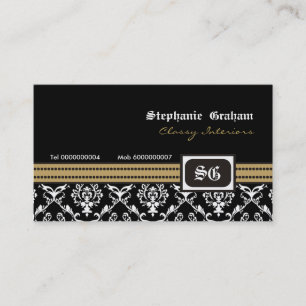 Cartão de visita à moda branco preto do monogram