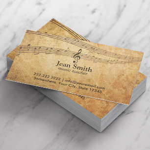 Cartão De Visita A música do vintage nota o Musical elegante