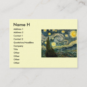 Cartão De Visita A noite estrelado de Vincent van Gogh (1889)