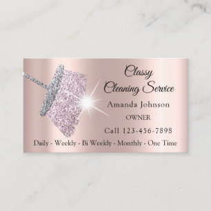 Cartão De Visita A prata cor-de-rosa da empregada doméstica