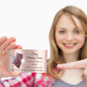 Cartão De Visita A prata Dourado da empregada doméstica elegante d