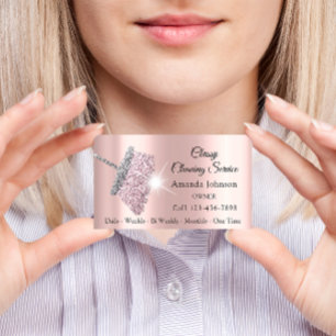 Cartão De Visita A prata Dourado da empregada doméstica elegante d