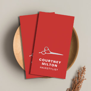 Cartão De Visita A prata vermelha elegante do falso Scissor o