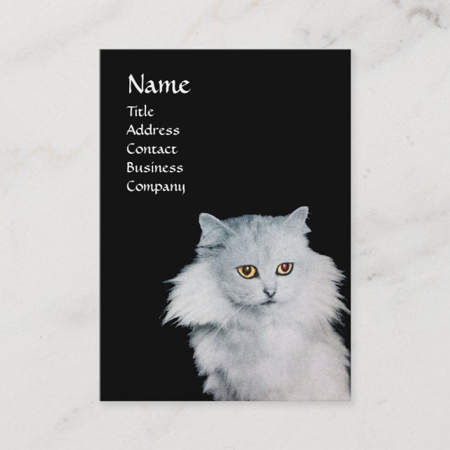 Cartão De Visita A RAINHA DOS GATOS BRANCOS, MONOGRAMA Vermelho, pa (Frente)