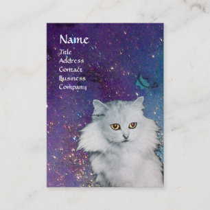 Cartão De Visita A RAINHA DOS GATOS BRANCOS, papel azul-pérola MON