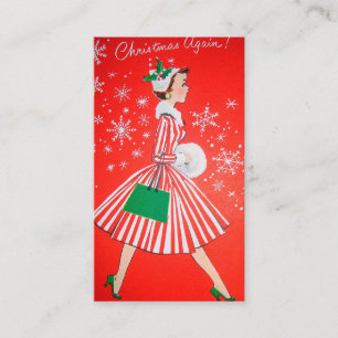 Cartão De Visita A senhora retro do natal vintage adiciona o cartã