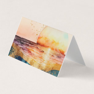 Cartão De Visita A Série Praia Aquarela Design 3