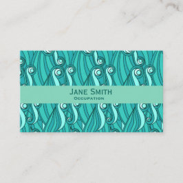 Cartão De Visita A tendência moderna do padrão azul-aqua das ondas 