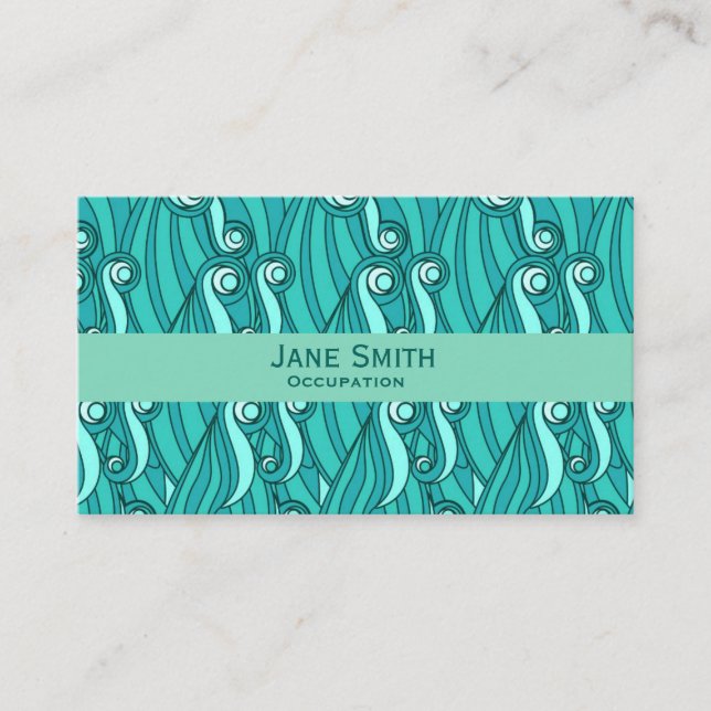 Cartão De Visita A tendência moderna do padrão azul-aqua das ondas  (Frente)