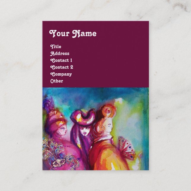 Cartão De Visita A TERCEIRA MÁSCARA / Figurino Designer , Artista d (Frente)