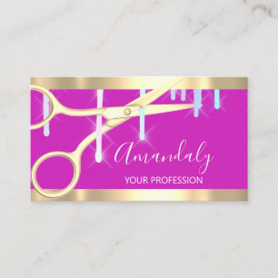 Cartão De Visita A tesoura do coiffeur moderno fica rosa