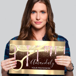 Cartão De Visita A tesoura moderna do cabeleireiro pega preto Doura