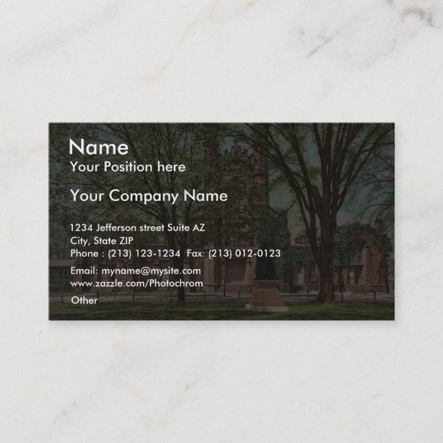 Cartão De Visita A velha biblioteca, Yale College, raro Photochrom (Frente)