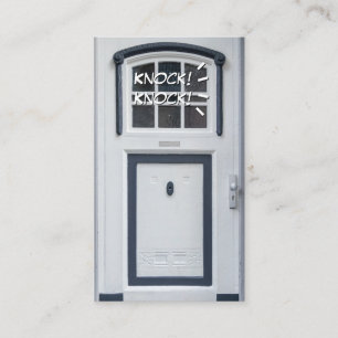 Cartão De Visita Aba de atenção engraçada na porta branca