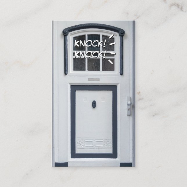 Cartão De Visita Aba de atenção engraçada na porta branca (Frente)