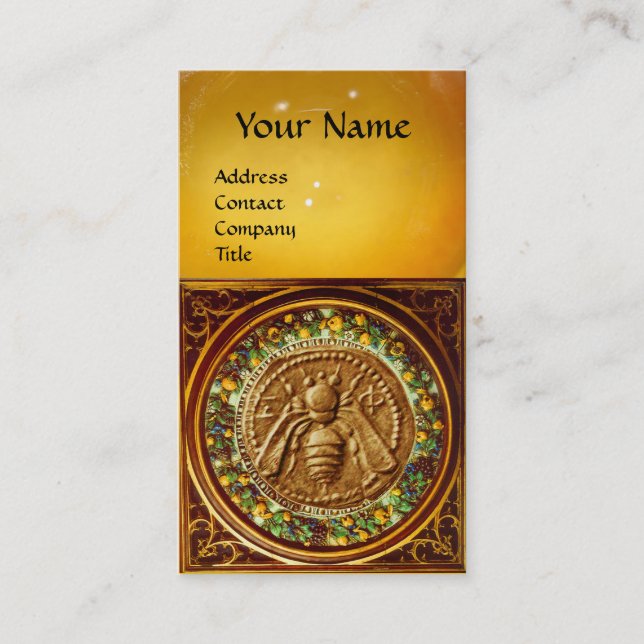 CARTÃO DE VISITA ABELHA DE MEL, APICULTURA, MONOGRAMA APIARISTA DE  (Frente)