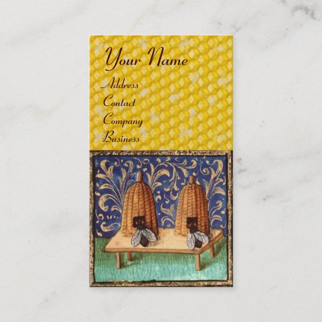 CARTÃO DE VISITA ABELHA DE MEL, APICULTURA, MONOGRAMA DE MELHOR (Frente)